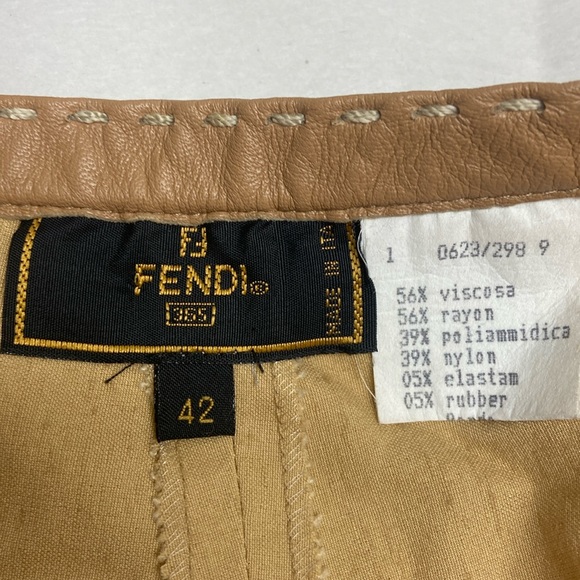 Fendi vintage high waisted pants with leather detail.  Amazing zipper pull! Luxe - Picture 5 of 12